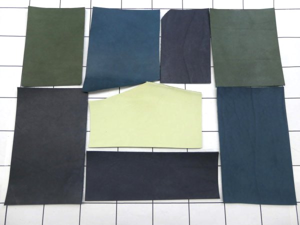 画像1: ハギレ革パックS【PECOS(ペコス)寒色系】 (1)